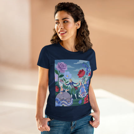 🎭🌸 The Garden Masquerade Cotton Tee – Art Deco Fashion Illustration