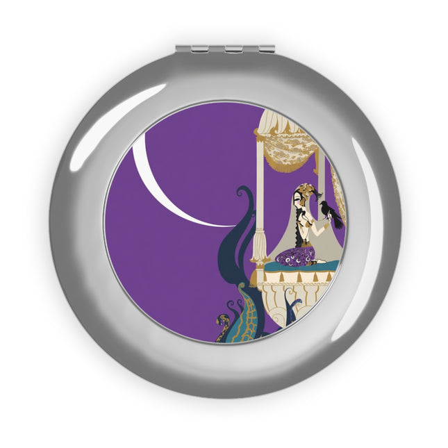 Moonlit Reverie Pavilion Compact Mirror – Art Deco Elegance & Mystical Serenity