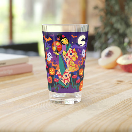 🌙🎃 The Moonlit Garden Masquerade Glass, 16oz – Floral Halloween Charm
