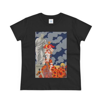 Rococo Grandeur Women's Midweight Cotton Tee – Opulent Elegance & Theatrical Charm