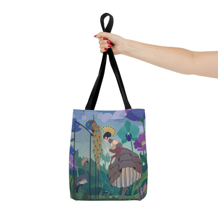 🦚🌸 The Lady Of The Peacock Garden Tote Bag – Art Deco Floral Fantasy