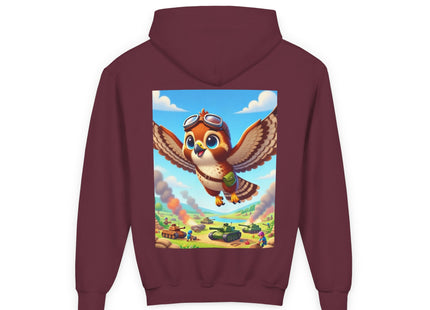 Red-Tailed Hawk in Battle Youth Heavy Blend Hooded Sweatshirt
