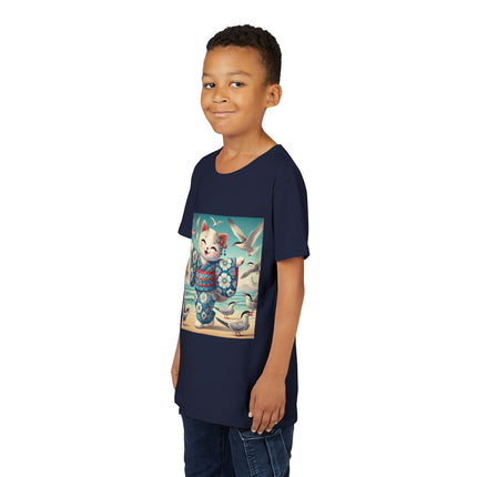 Geisha Kitten by the Seaside Youth Short Sleeve Tee