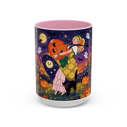 🎃🐈‍⬛ The Pumpkin Moon Embrace Colorful Mug – Whimsical Halloween Charm