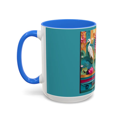Elegant Egret Oasis Colorful Mugs (11oz, 15oz)