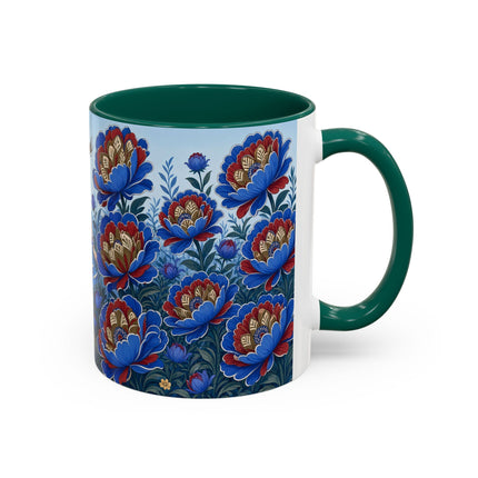 💙🌺 The Sapphire Blossom Garden Dancer Colorful Mug – Art Deco Fashion Fantasy