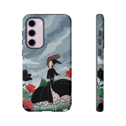 🌧️🌺 The Stormy Flower Walk Phone Case – Art Deco Floral Fashion