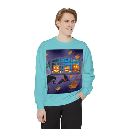 Whimsical Halloween Mischief Unisex Garment-Dyed Sweatshirt