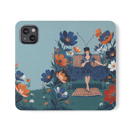 🌺🎩 The Lady Of The Grand Flower Garden Flip Case – Art Deco Floral Fantasy