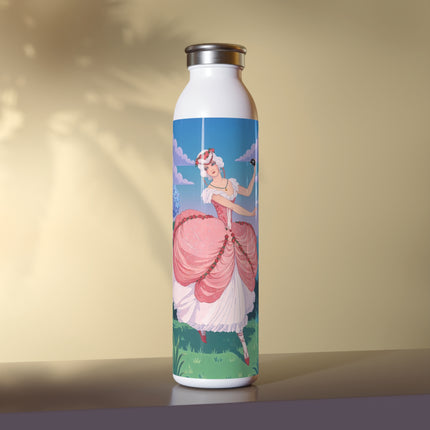 🌸🎭 The Rose Garden Masquerade Slim Water Bottle – Art Deco Floral Elegance