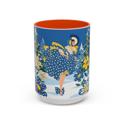 💙🌼 The Bluebell Christmas Promenade Colorful Mug – Art Deco Holiday Fantasy