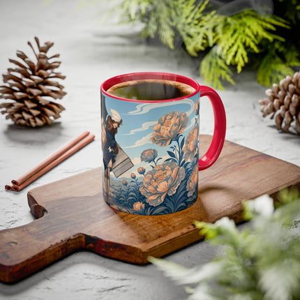 ☔🌸 The Grand Floral Journey Colorful Mug – Art Deco Travel Elegance