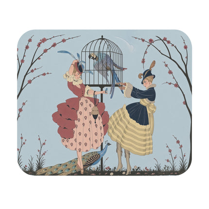 🦚🌸 The Ladies Of The Aviary Garden Mouse Pad – Art Deco Peacock Elegance