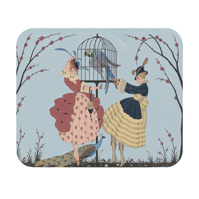 🦚🌸 The Ladies Of The Aviary Garden Mouse Pad – Art Deco Peacock Elegance
