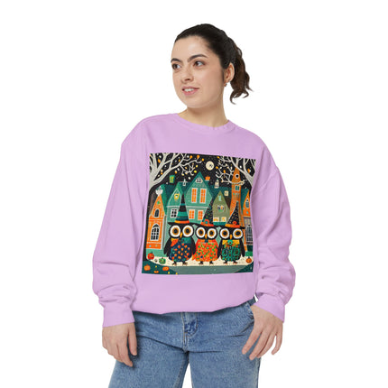 Night of the Trick-or-Treating Owlets Unisex Garment-Dyed Sweatshirt