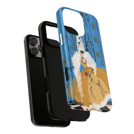 🎭🌹 The Lady At The Masquerade Gates Phone Case – Art Deco Fashion Illustration