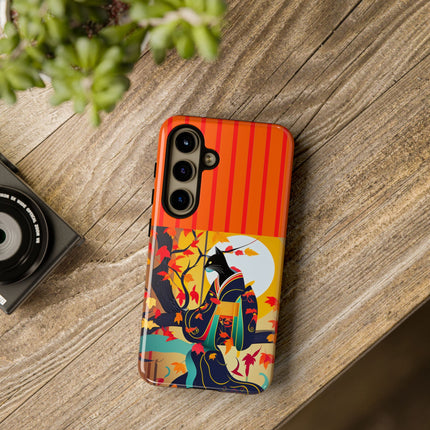 Black Cat in Kimono Phone Cases