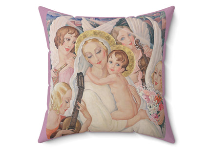 Madonna with Child Surrounded by Musical Angels by Gerda Wegener Spun Polyester Square Pillow