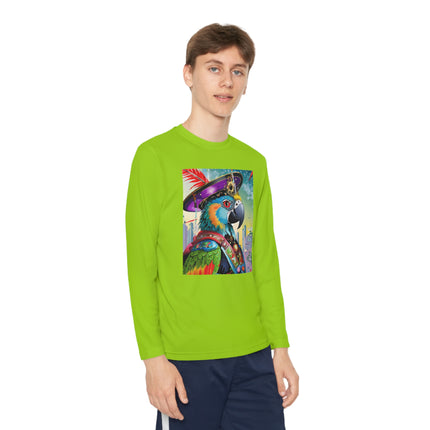 Tech Plumes Youth Long Sleeve Competitor Tee – Neon Wings & Cyberpunk Adventure
