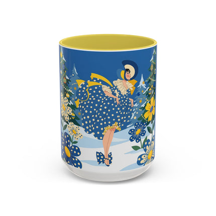 💙🌼 The Bluebell Christmas Promenade Colorful Mug – Art Deco Holiday Fantasy