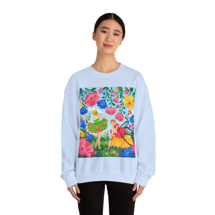 🌸🧚 The Fairies In The Flower Garden Crewneck Sweatshirt – Art Deco Floral Whimsy