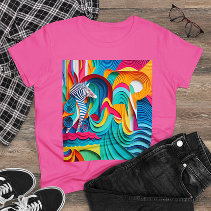Surfing Zebra Women's Midweight Cotton Tee