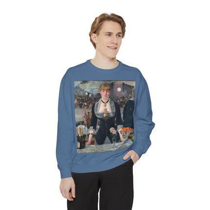 A Bar at the Folies-Bergère by Edouard Manet Unisex Garment-Dyed Sweatshirt