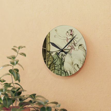Sur talons rouges (On Red Heels) pl 02 by Gerda Wegener Acrylic Wall Clock, Round and Square
