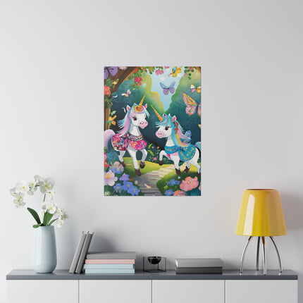 Baby Unicorns and Fluttering Butterflies Matte Canvas, Stretched, 0.75"