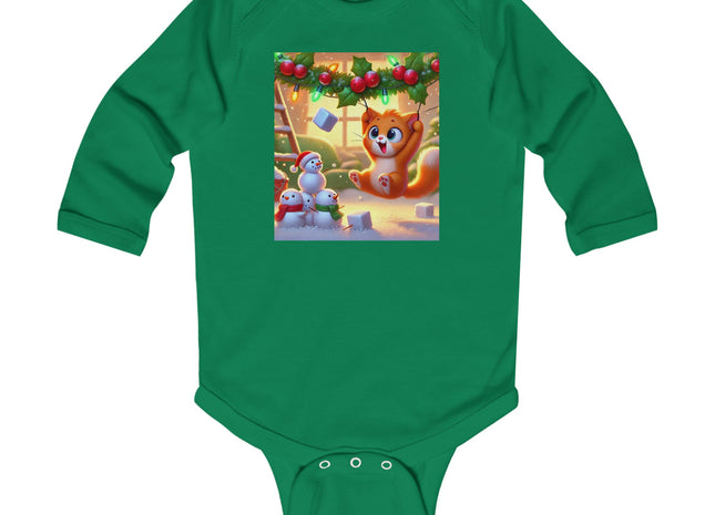 Naughty or Nice Kitten Christmas Infant Long Sleeve Bodysuit