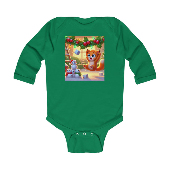 Naughty or Nice Kitten Christmas Infant Long Sleeve Bodysuit