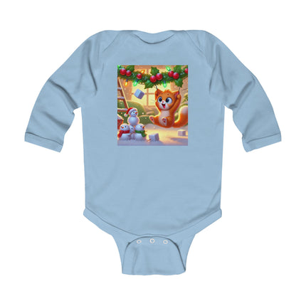 Naughty or Nice Kitten Christmas Infant Long Sleeve Bodysuit