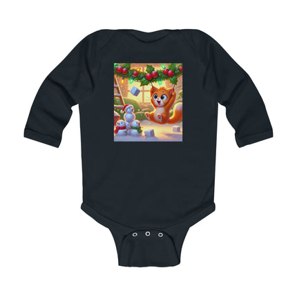 Naughty or Nice Kitten Christmas Infant Long Sleeve Bodysuit