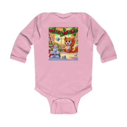 Naughty or Nice Kitten Christmas Infant Long Sleeve Bodysuit