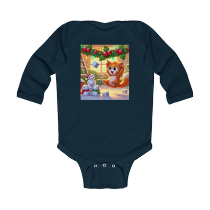 Naughty or Nice Kitten Christmas Infant Long Sleeve Bodysuit