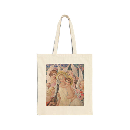 Madonna with Child surrounded by musical angels by Gerda Wegener Cotton Canvas Tote Bag