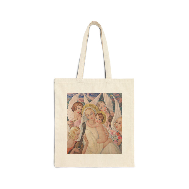 Madonna with Child surrounded by musical angels by Gerda Wegener Cotton Canvas Tote Bag