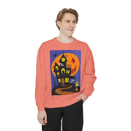 Halloween Night at the Haunted House Unisex Garment-Dyed Sweatshirt