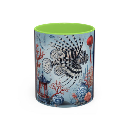 Lionfish & Lantern Colorful Mug – Mystical Ocean & Asian Harmony