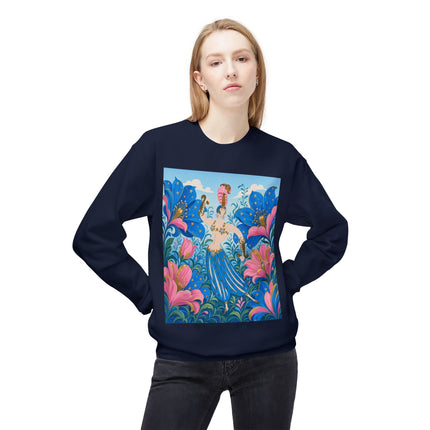 🌟🌸 The Starry Blossom Garden Dancer Midweight Crewneck Sweatshirt – Art Deco Floral Fantasy