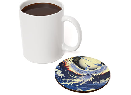 Majestic White Crane Cork Back Coaster