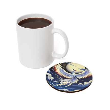 Majestic White Crane Cork Back Coaster
