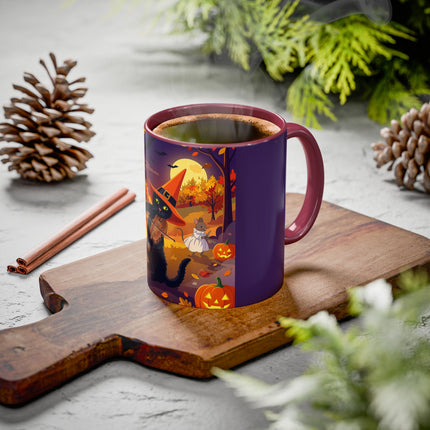 🐈‍⬛🎻 The Black Cat's Moonlit Melody Colorful Mug – Whimsical Halloween Music