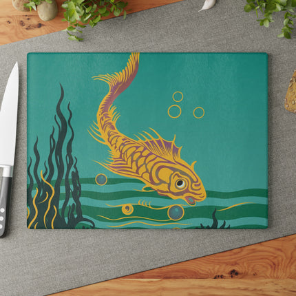 Golden Serenity Glass Cutting Board