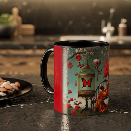 Reading in a Painted Garden Colorful Mugs (11oz, 15oz)