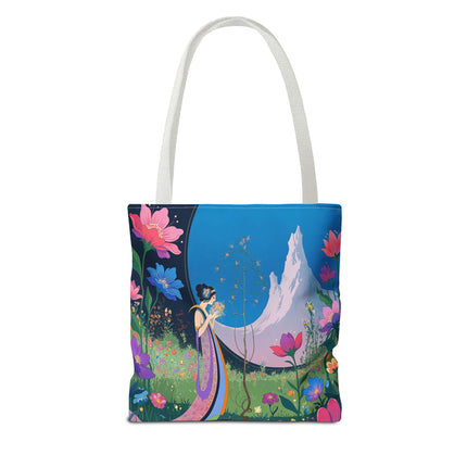🌸🏔️ The Lady Of The Mountain Garden Tote Bag – Art Deco Floral Fantasy