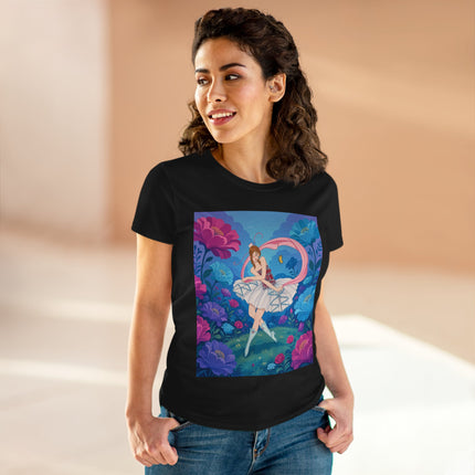 🦋🌸 The Butterfly Garden Ballet Cotton Tee – Art Deco Floral Whimsy