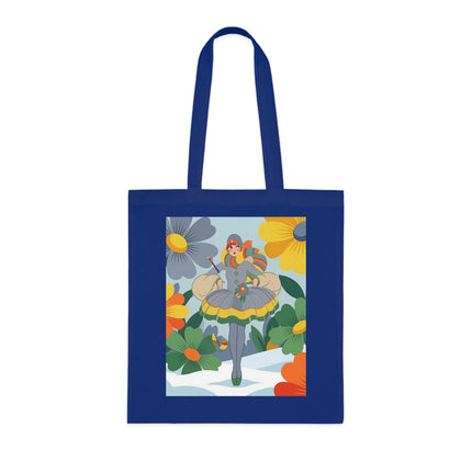 🌼❄️ The Winter Flower Wanderer Cotton Tote Bag – Colorful Winter Fantasy