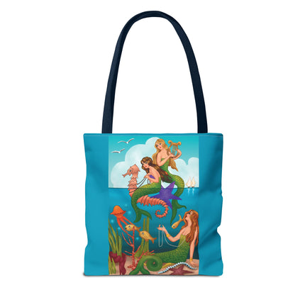 Three Mermaids with Strings of Pearls by Carlo Chiostri Tote Bag (AOP)