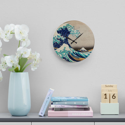 The Great Wave off Kanagawa by Katsushika Hokusai Acrylic Wall Clock, Round and Square